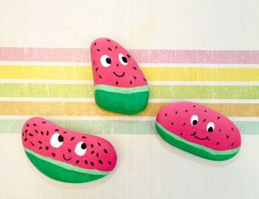 Watermelon Painted Rocks Easy Popsicle Crafts for Kids